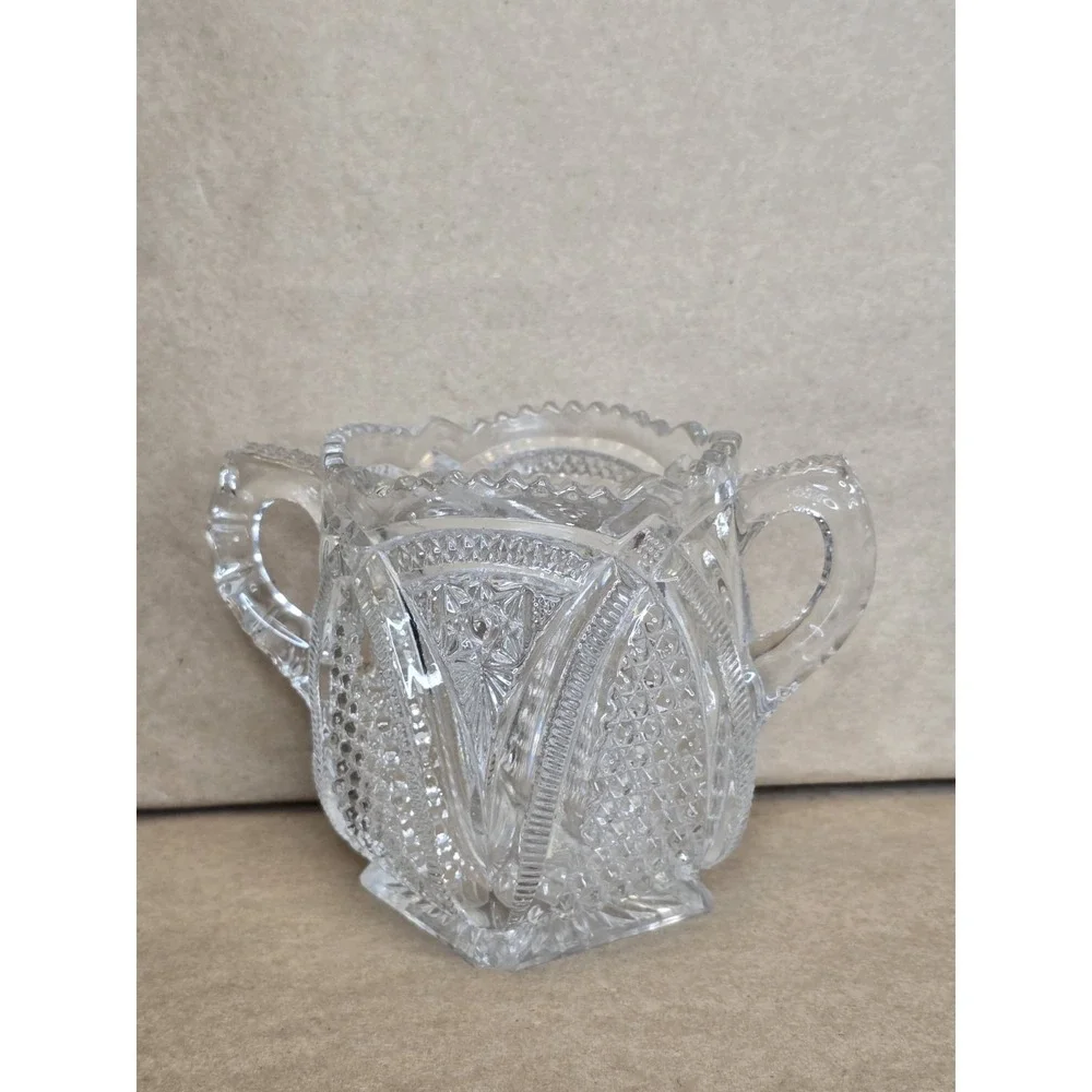 EAPG Two Handle Spooner Open‎ Sugar Bowl Clear Glass